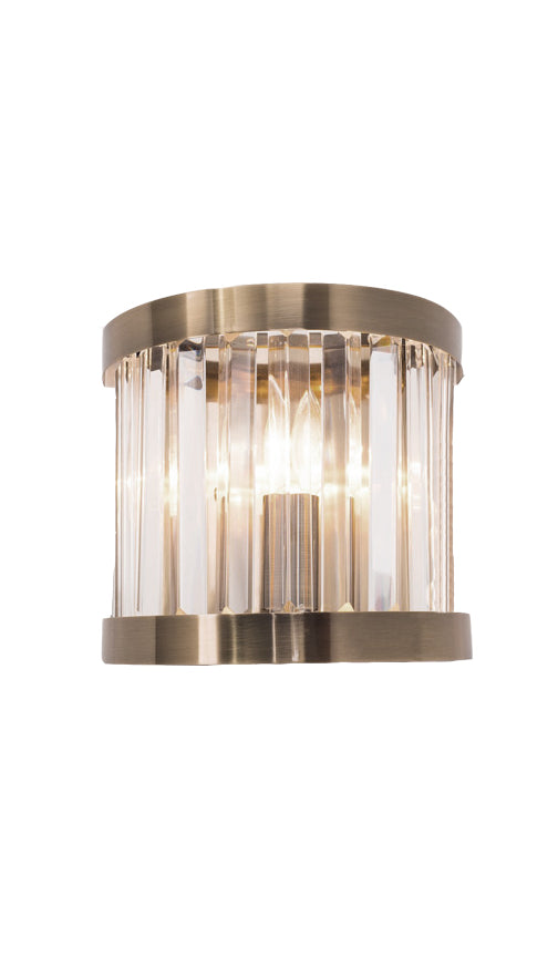 Pandora 1 Light Crystal Wall Light Antique Brass