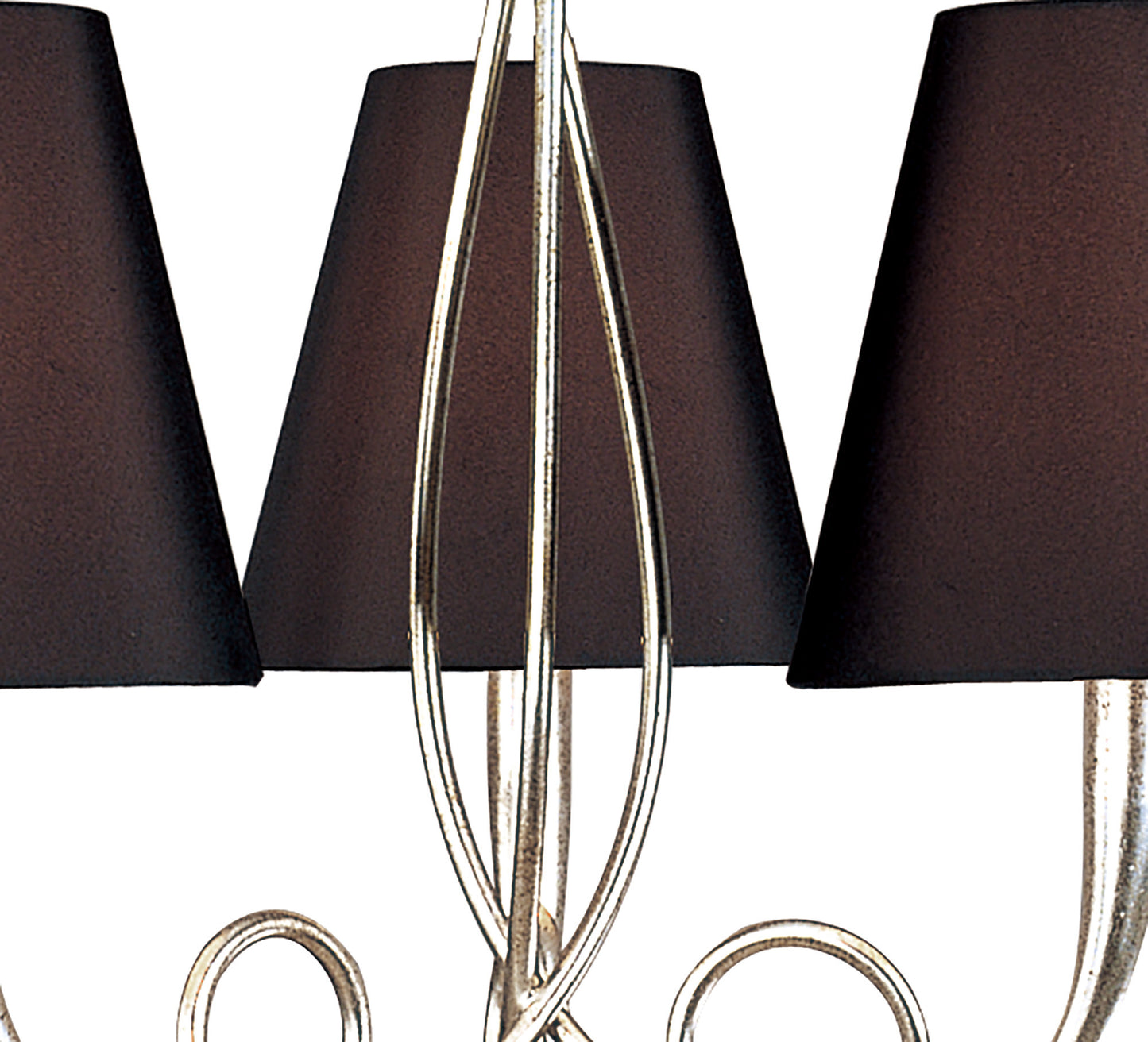 Paola Pendant 3 Light E14, Silver Painted With Black Shades & Black Glass Droplets by Mantra