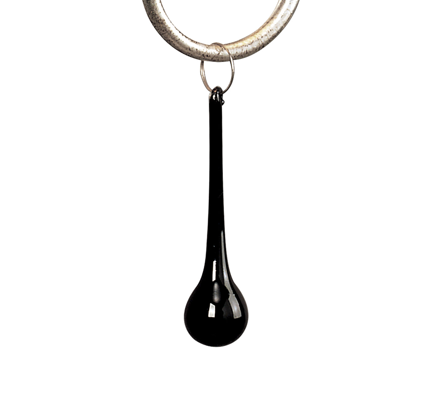 Paola Pendant 3 Light E14, Silver Painted With Black Shades & Black Glass Droplets by Mantra