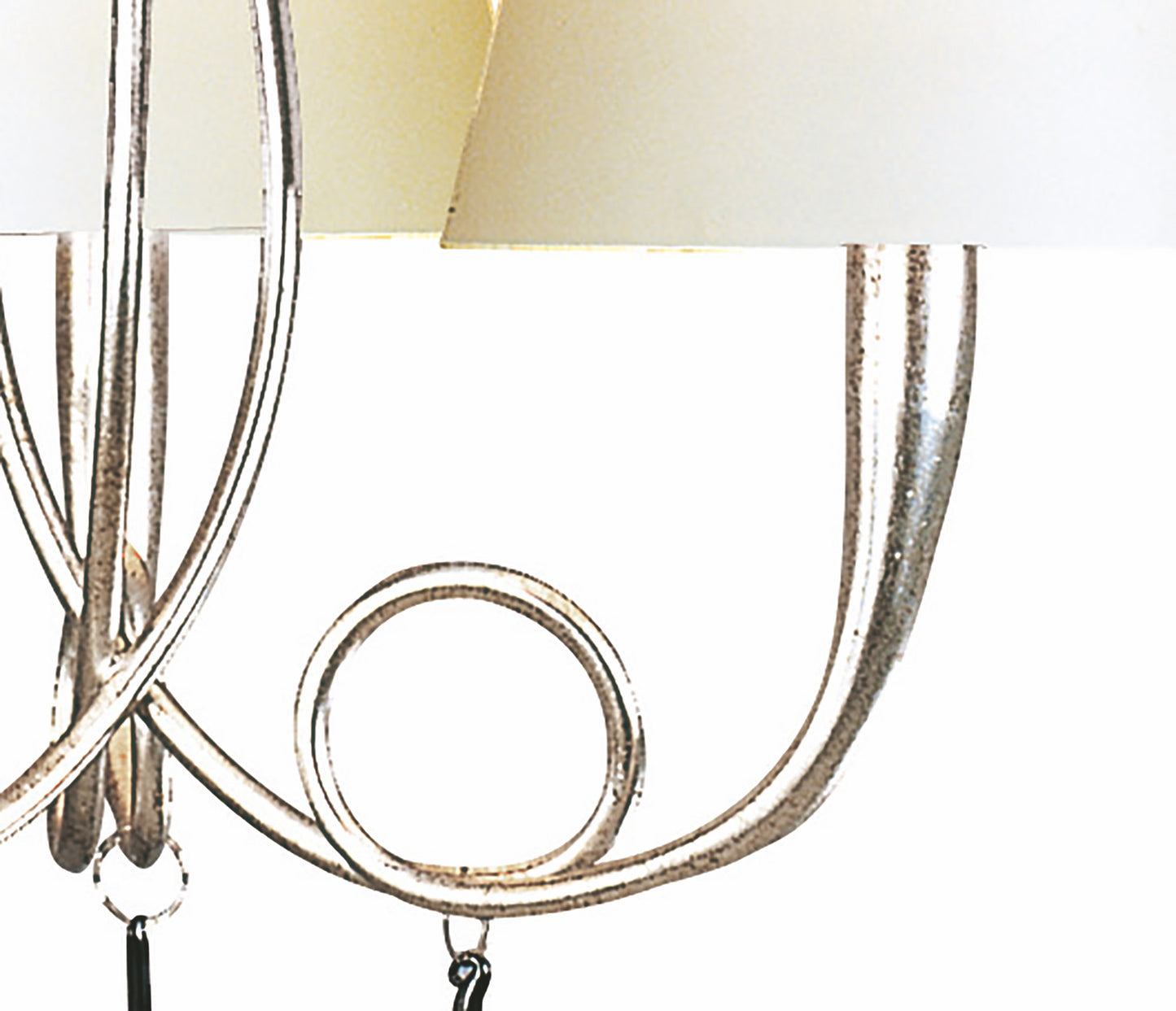 Paola Pendant 3 Light E14, Silver Painted With Cream Shades & Black Glass Droplets by Mantra