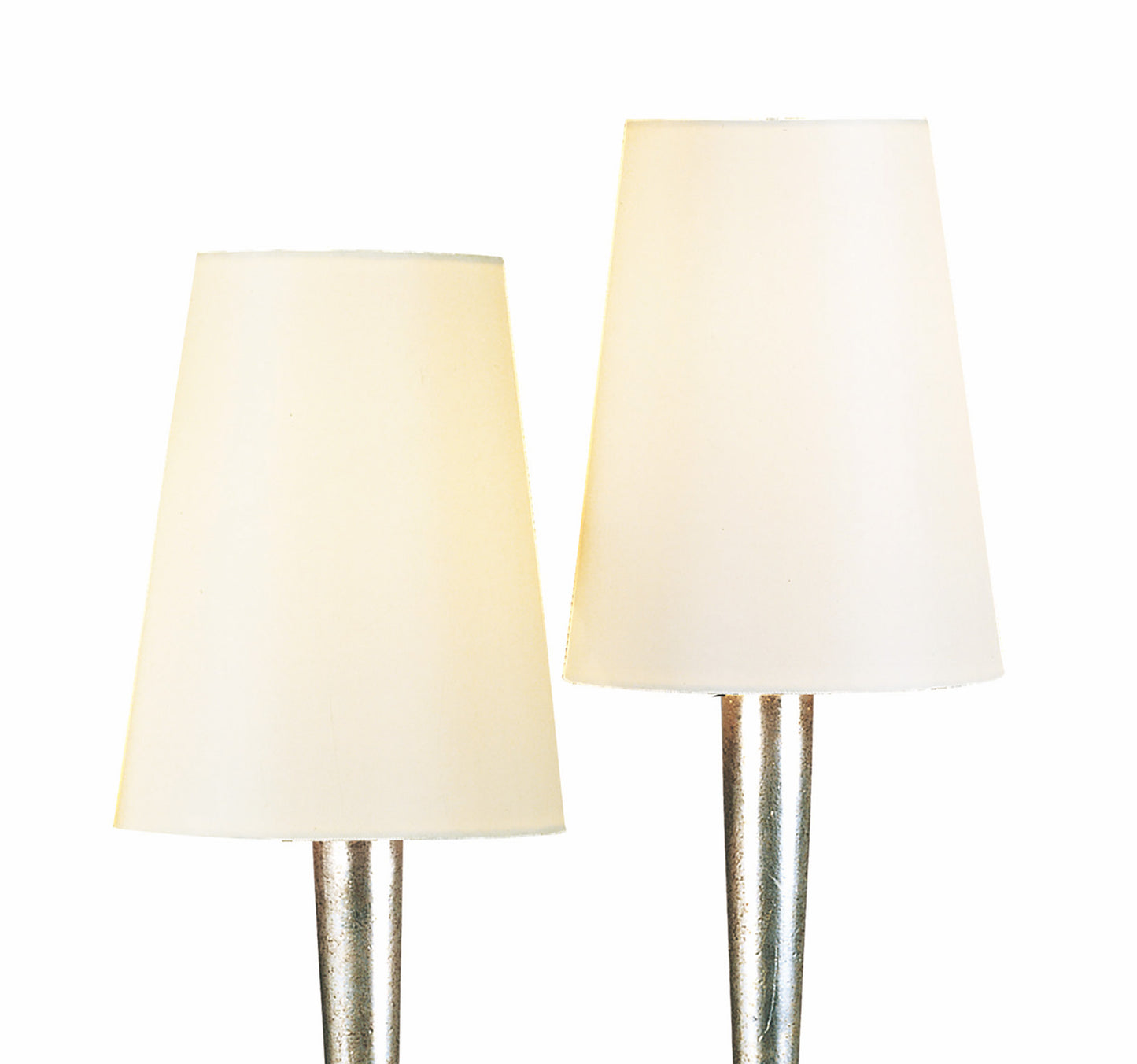 Paola Table Lamp 2 Light E14, Silver Painted With Cream Shades by Mantra