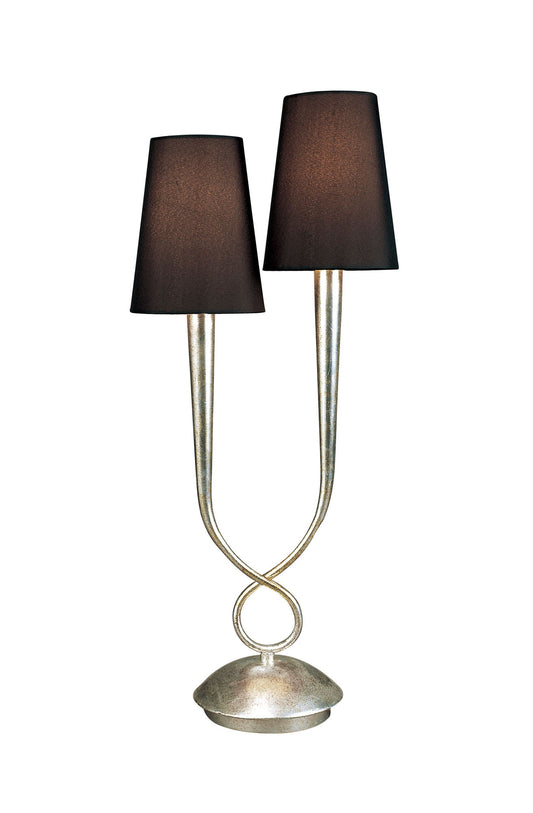 Paola Table Lamp 2 Light E14, Silver Painted With Black Shades by Mantra