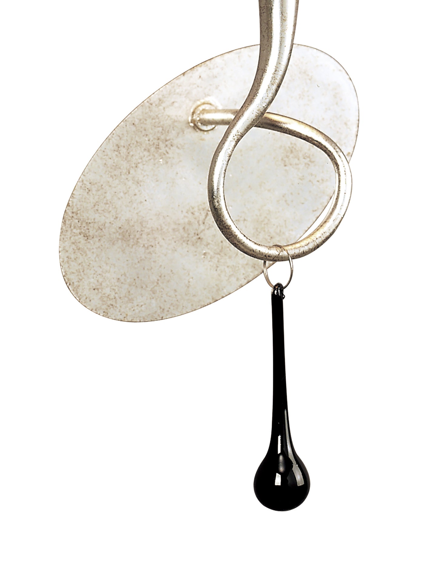 Paola Wall Lamp 1 Light E14, Silver Painted With Black Shade & Black Glass Droplets by Mantra