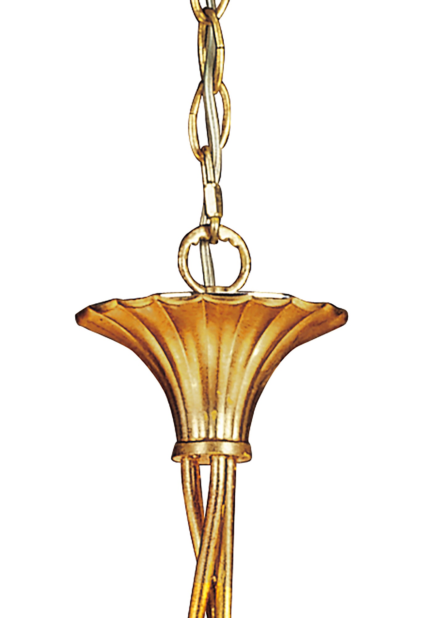 Paola Pendant 3 Arm 6 Light E14, Gold Painted With Cream Shades & Amber Glass Droplets (3540) by Mantra