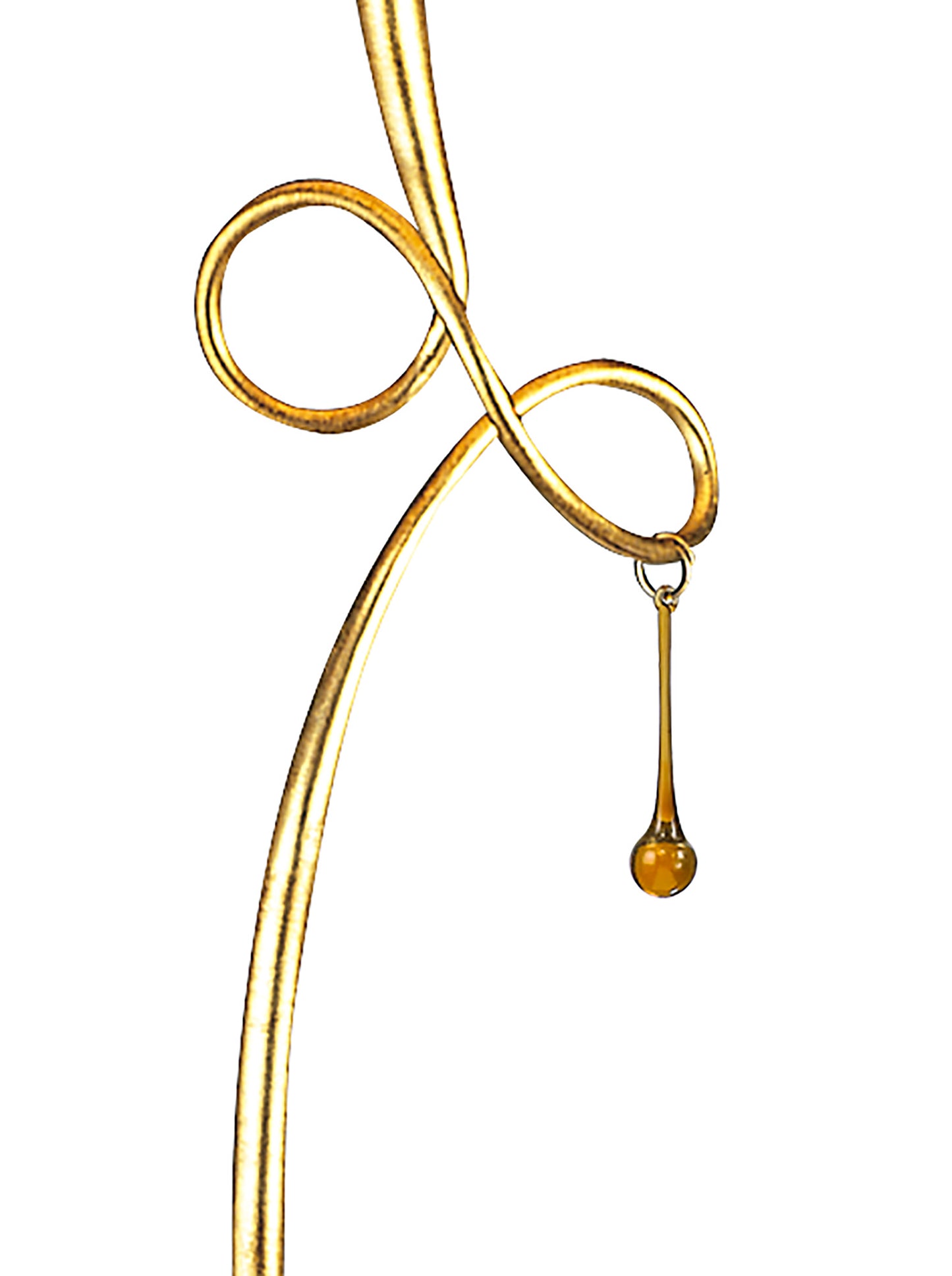 Paola Floor Lamp 1 Light E27, Gold Painted With Cream Shade & Amber Glass Droplets (3543) by Mantra