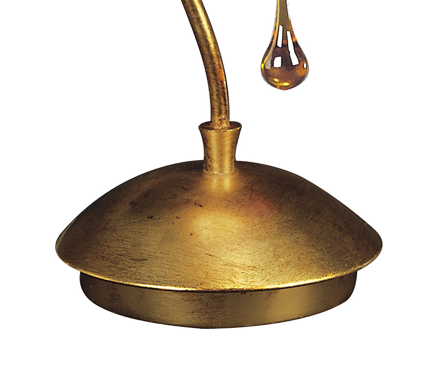 Paola Table Lamp 1 Light E14, Gold Painted With Cream Shade & Amber Glass Droplets (3545) by Mantra