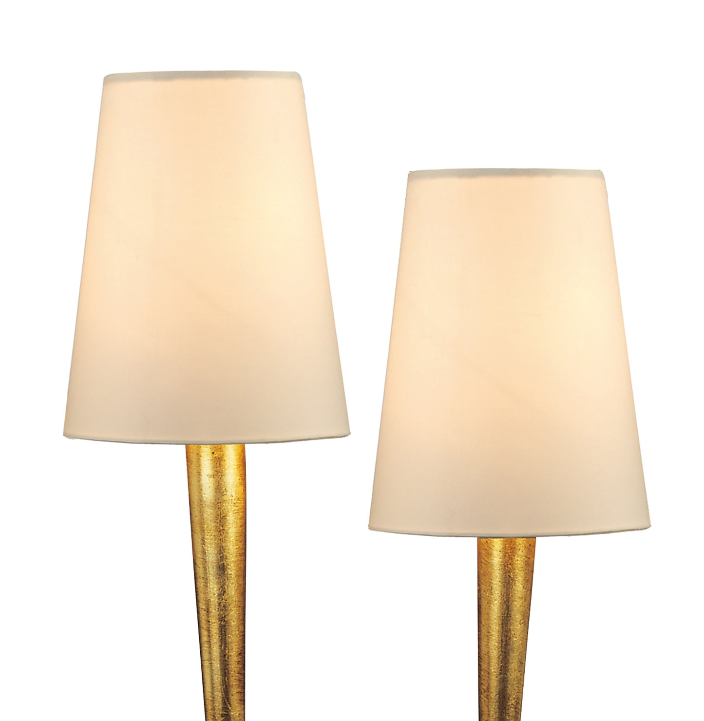 Paola Table Lamp 2 Light E14, Gold Painted With Cream Shades (3546) by Mantra