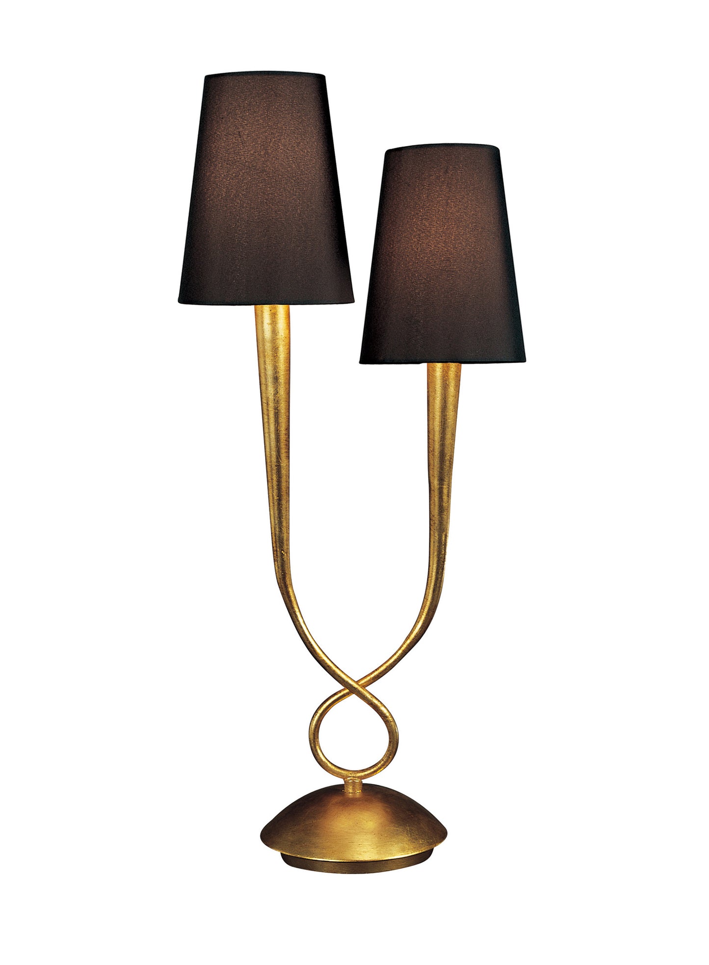 Paola Table Lamp 2 Light E14, Gold Painted With Black Shades by Mantra