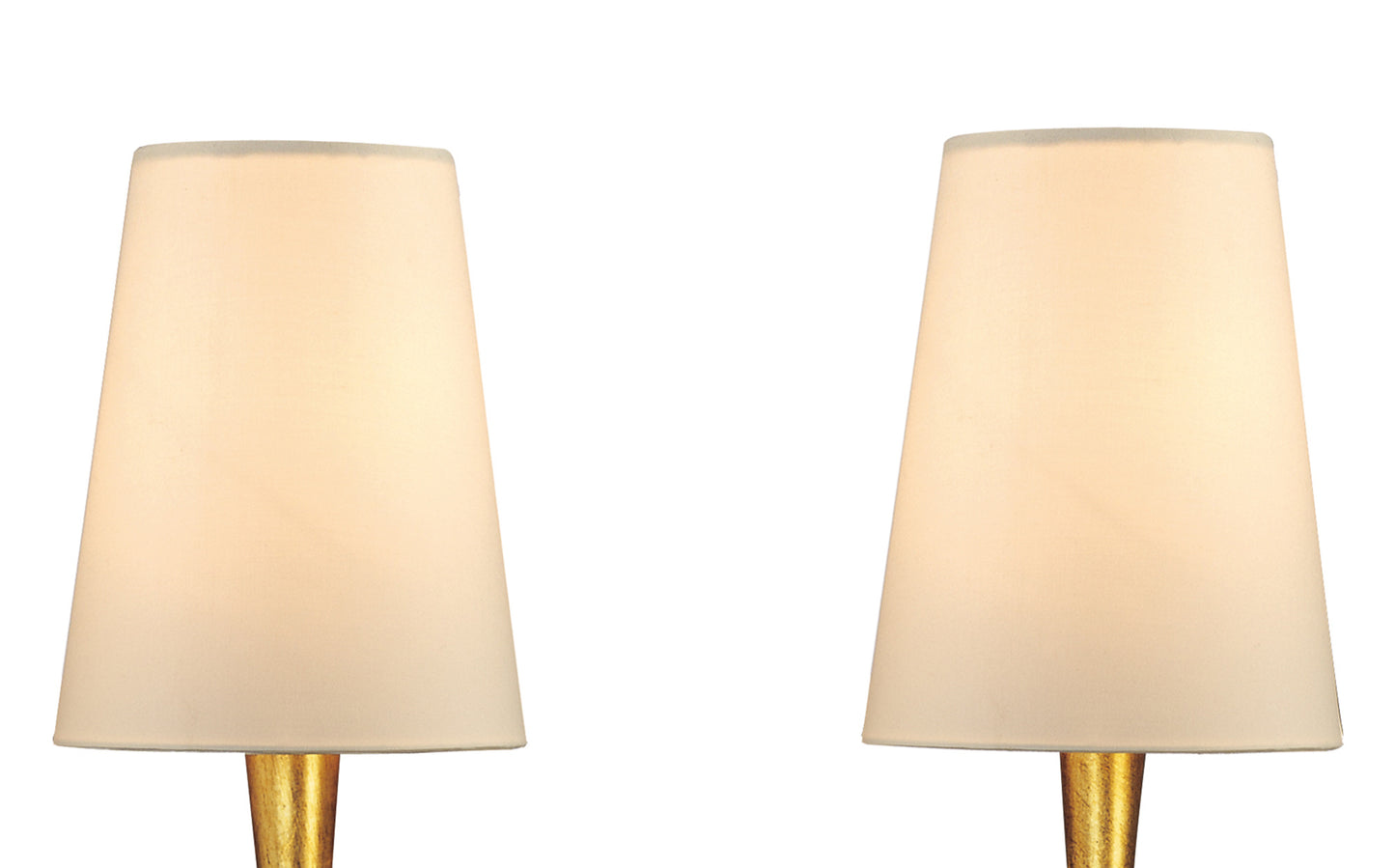 Paola Wall Lamp 2 Light E14, Gold Painted With Cream Shades & Amber Glass Droplets (3547) by Mantra