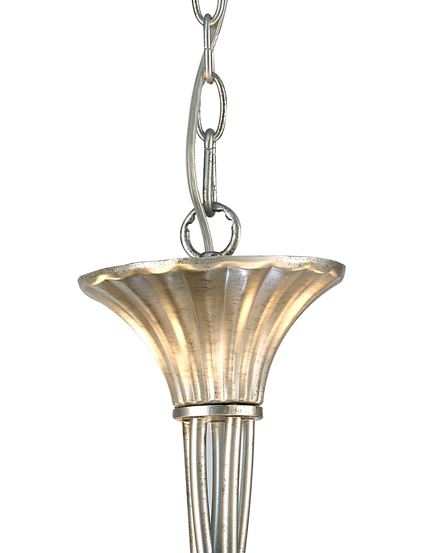 Paola Pendant 70cm Round, 5 x E14 (Max 40W), Silver Painting, Cream Shades by Mantra