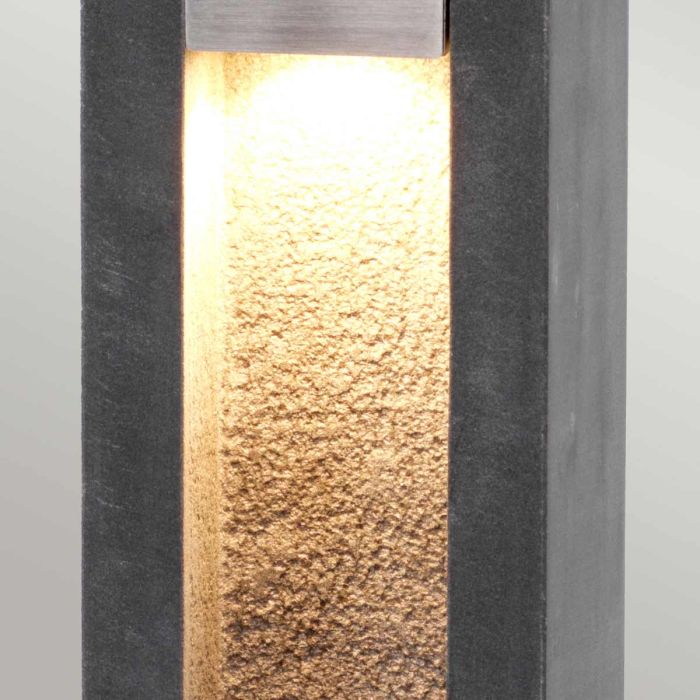 Parkstone Large LED Bollard - Basalt Stone with Stainless Steel