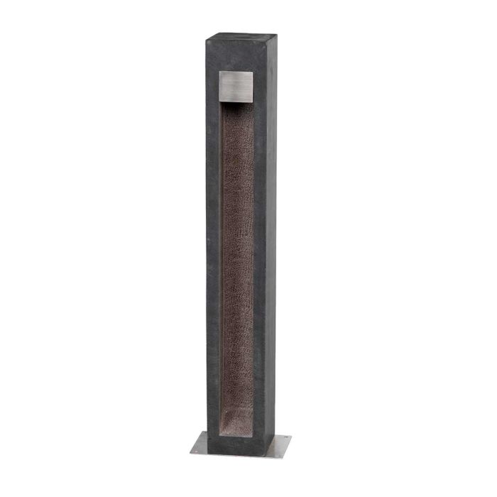 Parkstone Large LED Bollard - Basalt Stone with Stainless Steel