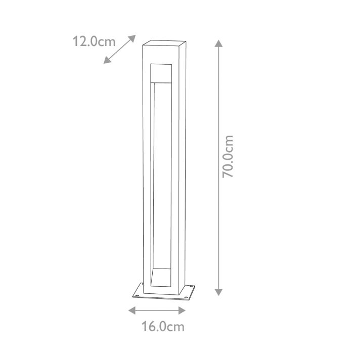 Parkstone Large LED Bollard - Basalt Stone with Stainless Steel