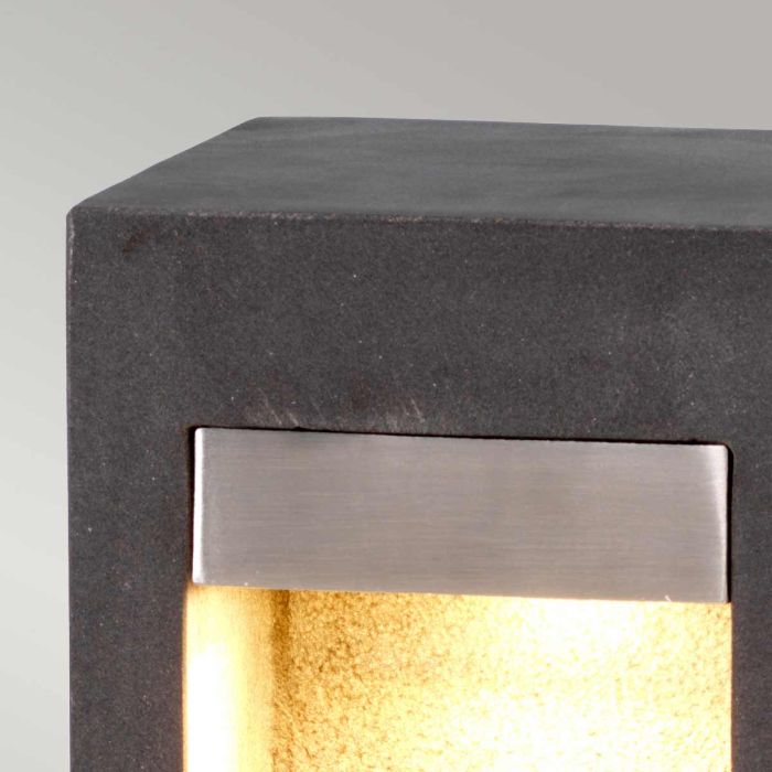 Parkstone Medium LED Bollard - Basalt Stone with Stainless Steel