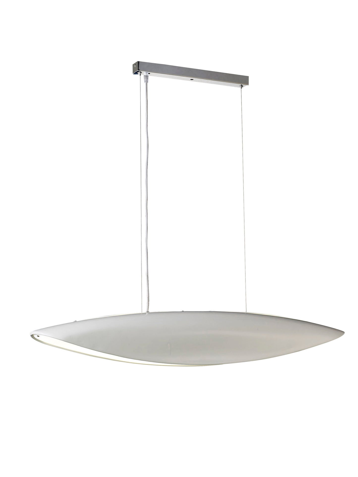 Pasion Rectangular Pendant 6 Light E27, Gloss White/White Acrylic/Polished Chrome, CFL Lamps INCLUDED by Mantra