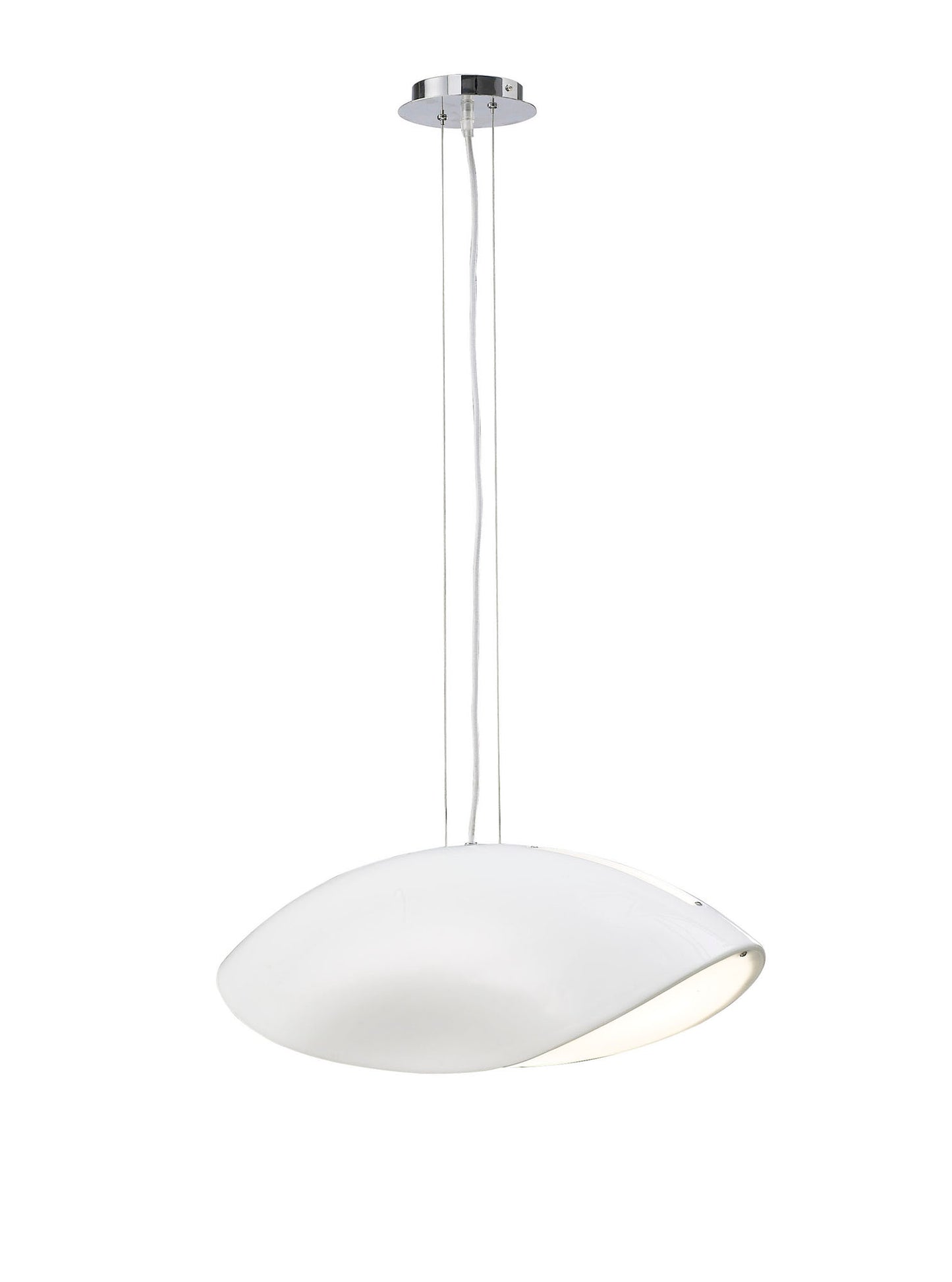 Pasion Rectangular Pendant 4 Light E27, Gloss White/White Acrylic/Polished Chrome, CFL Lamps INCLUDED by Mantra