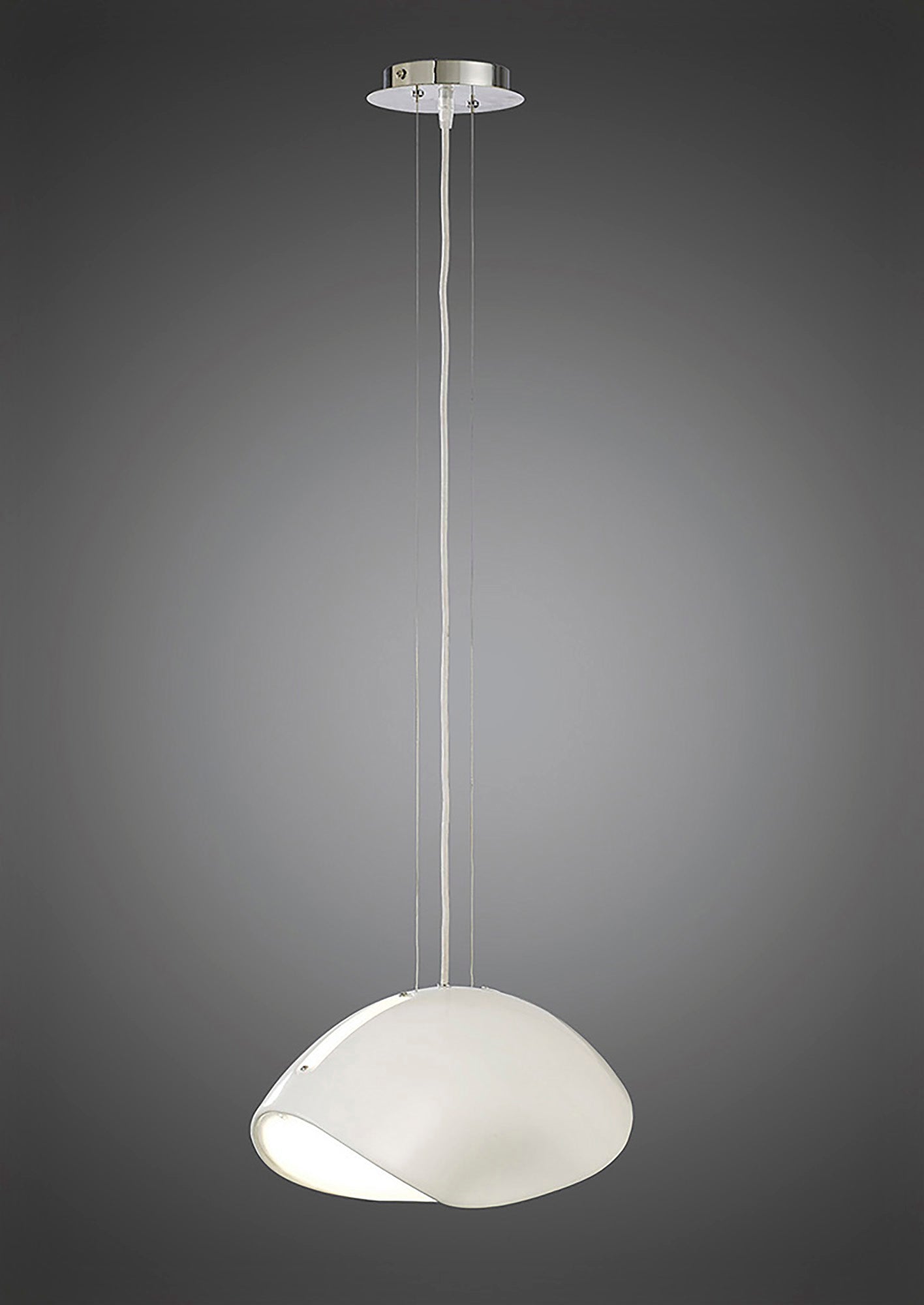 Pasion Oval Pendant 3 Light E27, Gloss White/White Acrylic/Polished Chrome, CFL Lamps INCLUDED by Mantra