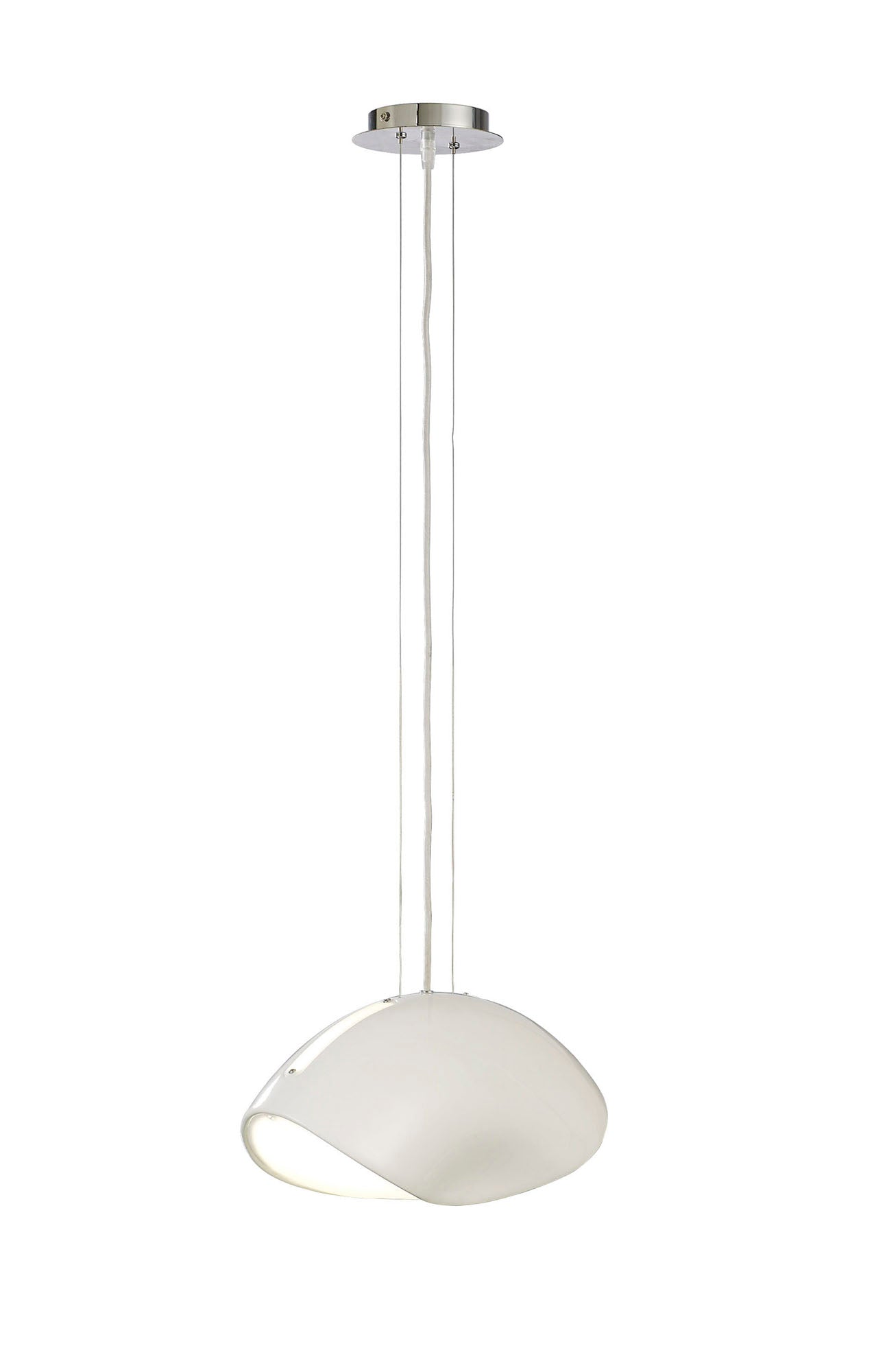 Pasion Oval Pendant 3 Light E27, Gloss White/White Acrylic/Polished Chrome, CFL Lamps INCLUDED by Mantra