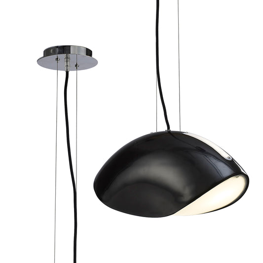 Pasion Rectangular Pendant 3 Light E27, Gloss Black/White Acrylic/Polished Chrome, CFL Lamps INCLUDED by Mantra