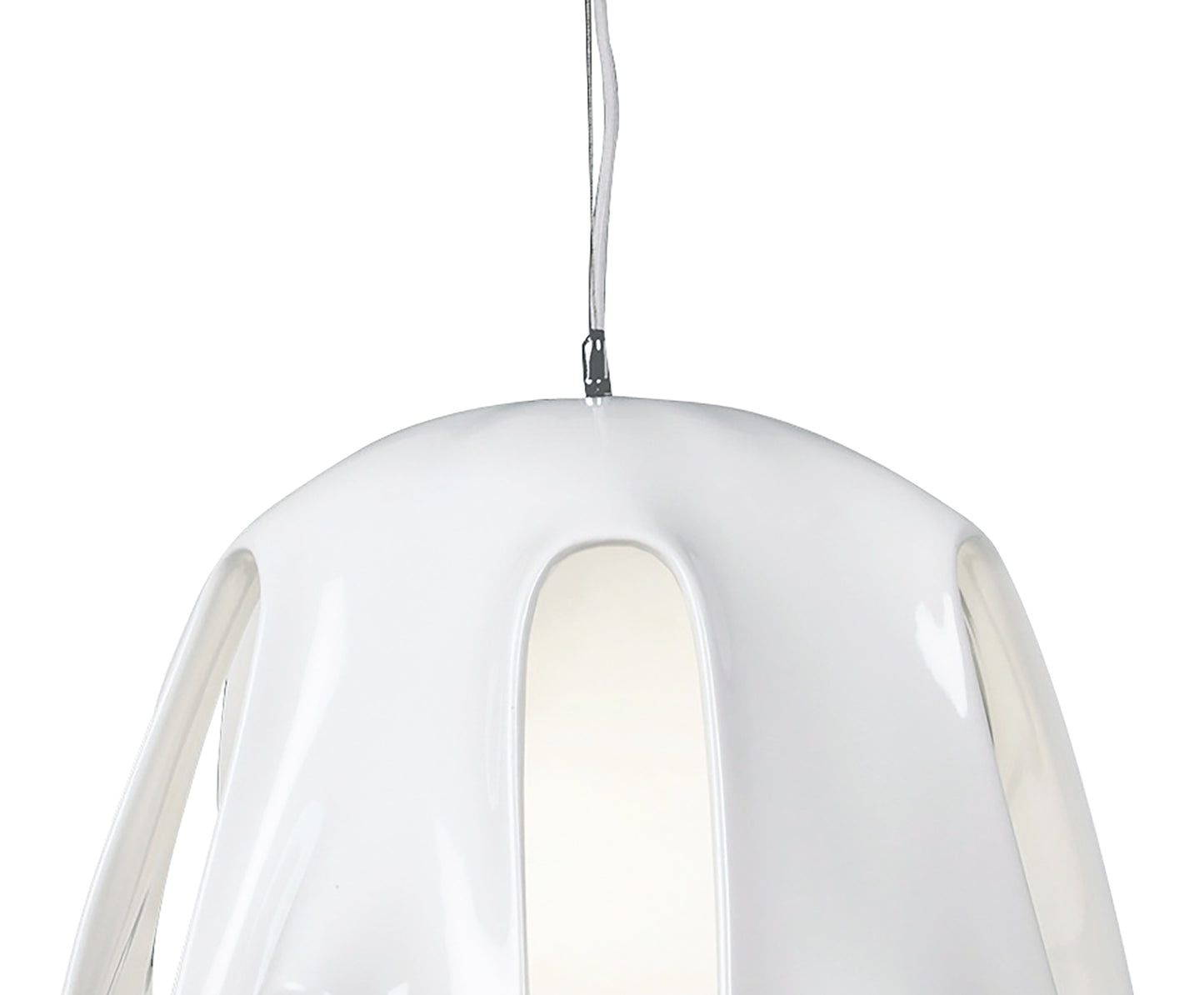 Phantom Pendant 1 Light E27, Gloss White/Frosted White Glass/Polished Chrome by Mantra