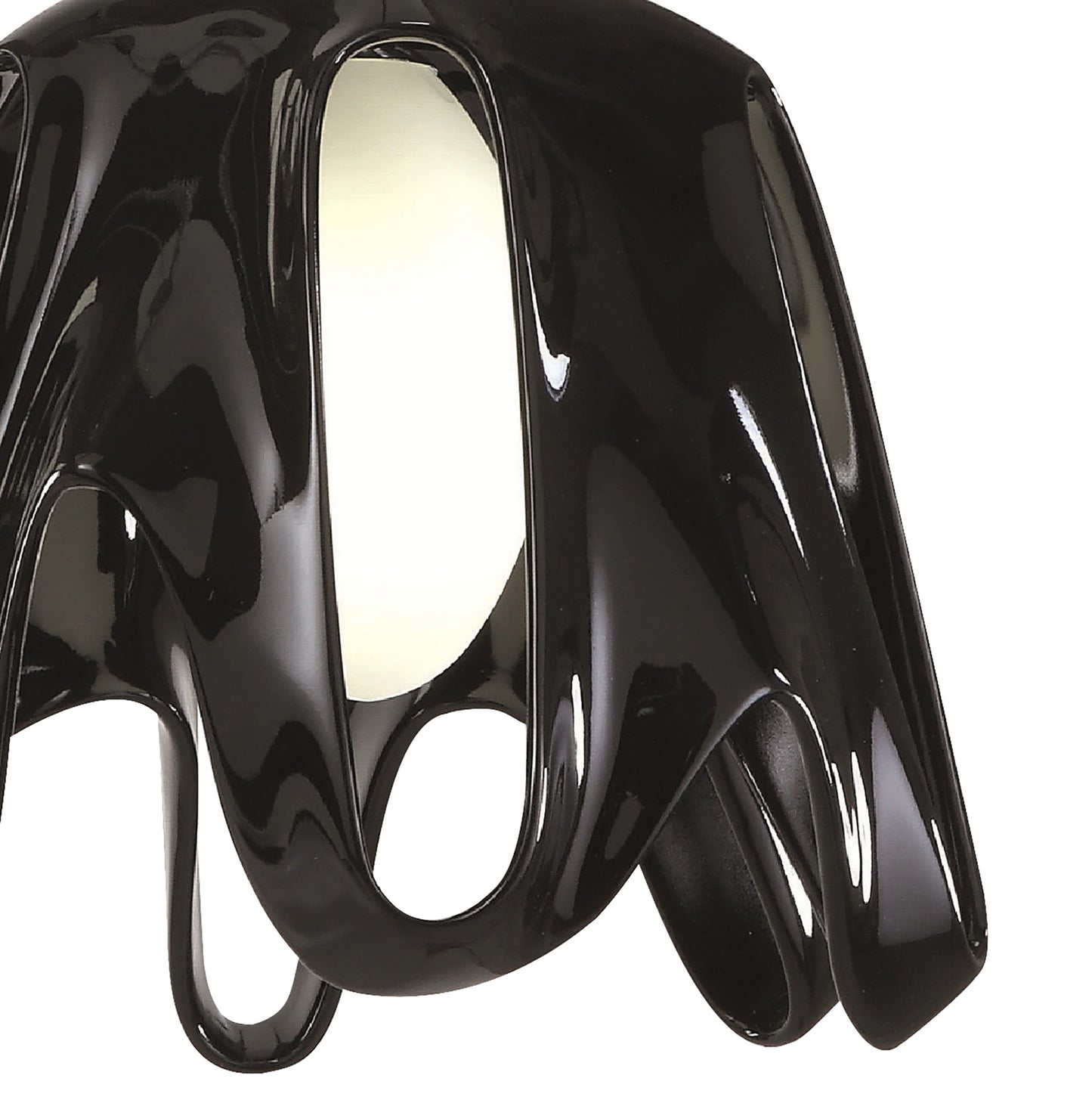 Phantom Pendant 1 Light E27, Gloss Black/Frosted White Glass/Polished Chrome by Mantra