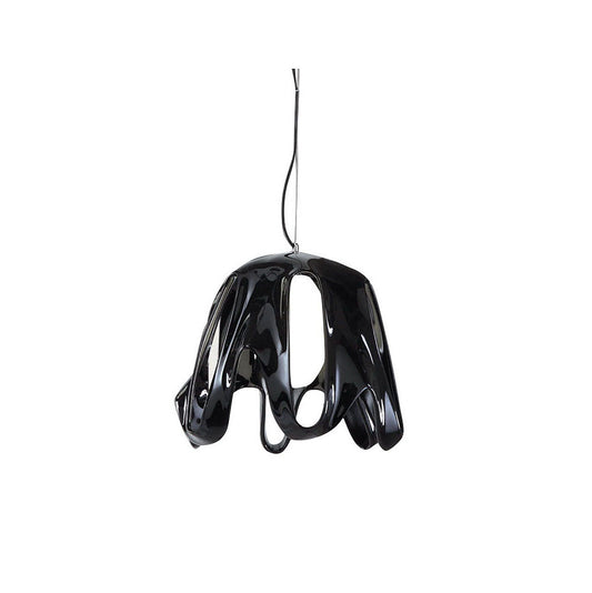 Phantom Pendant 1 Light E27, Gloss Black/Frosted White Glass/Polished Chrome by Mantra