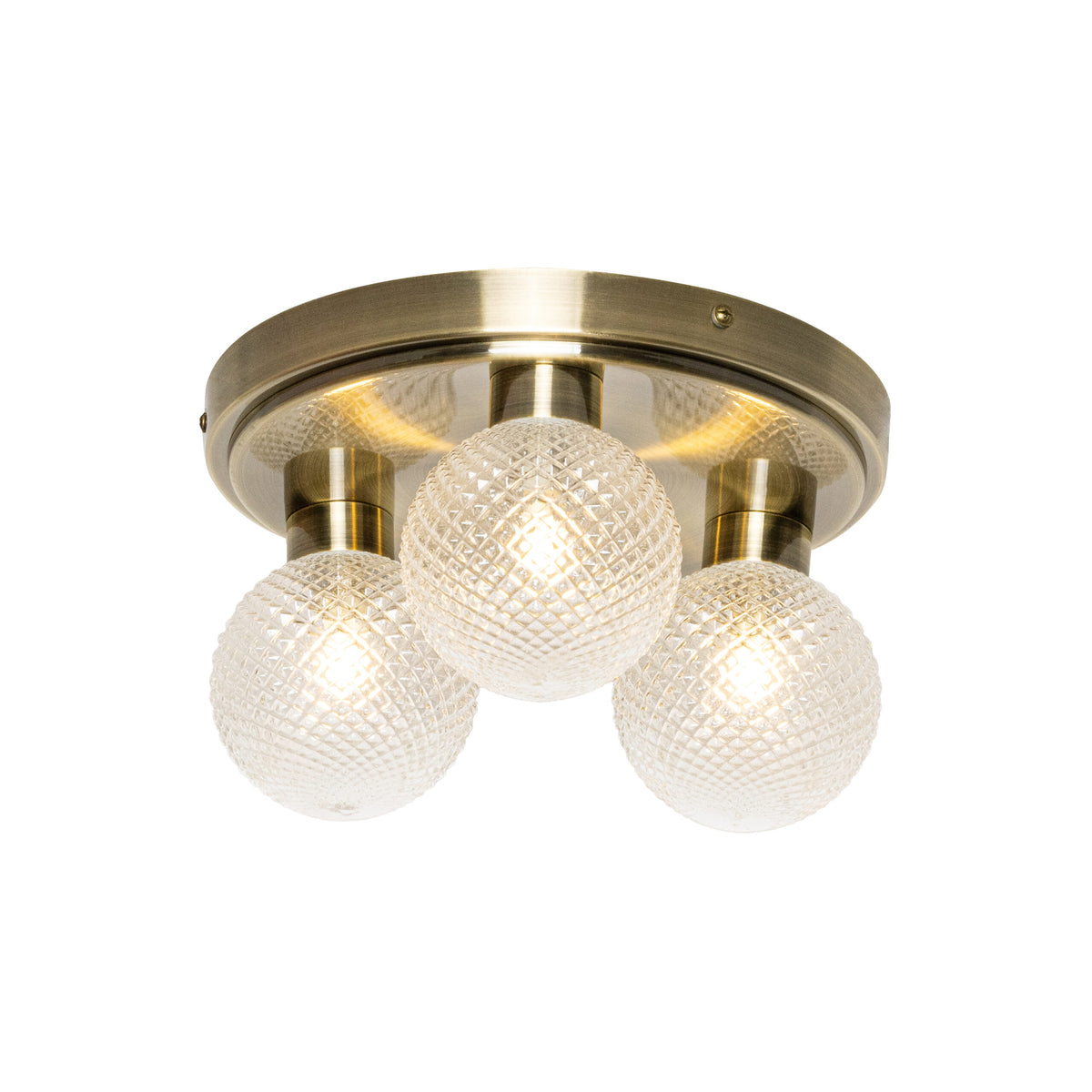 Vermont Ceiling Flush. IP44. Antique Brass