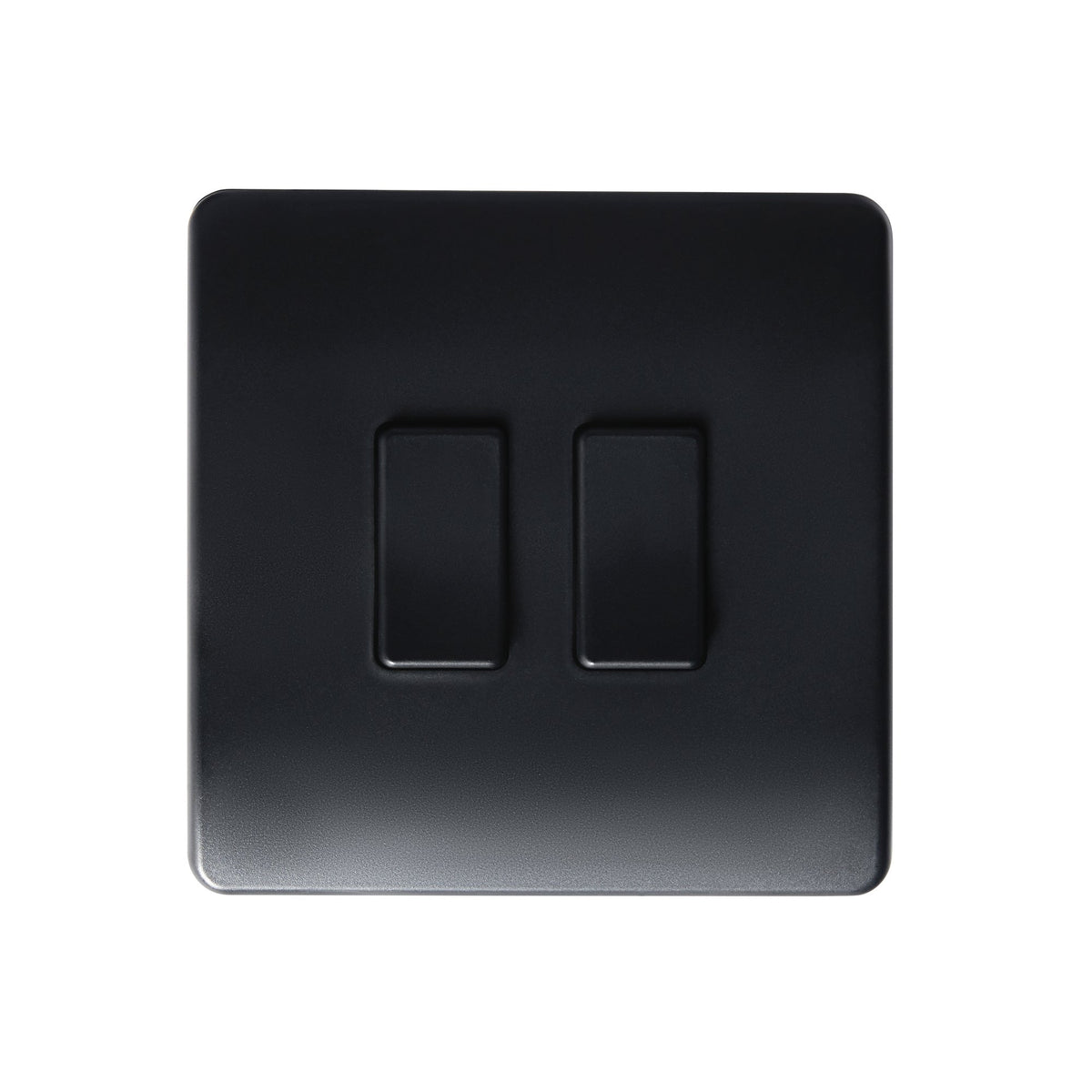 2 Gang Battery powered Switch On/Off/Dim Matt Black IP20 CR2032 battery supplied
