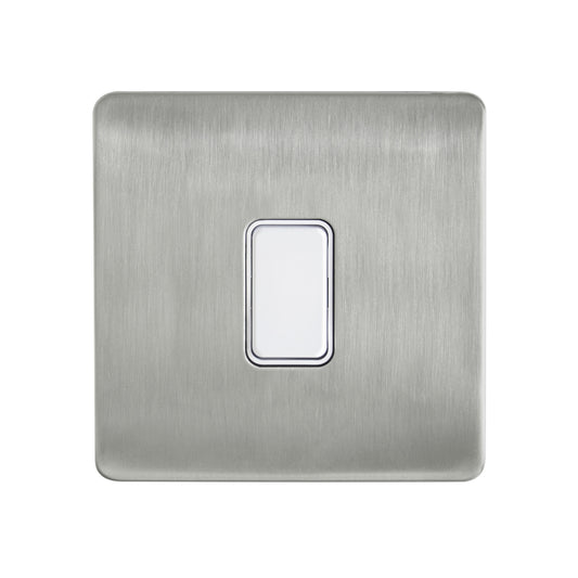 Decorative Kinetic Switch - 1 Gang, Satin Nickel Front, White switch and body- Non Dimmable