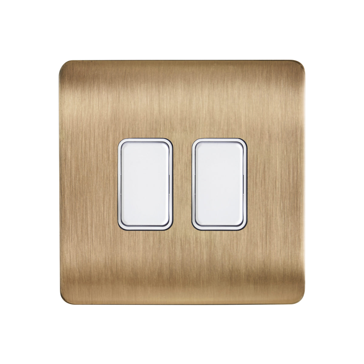 Kinetic Plated 2 Gang Grid Switch Satin Brass -Order Back Plate & Switch Separately