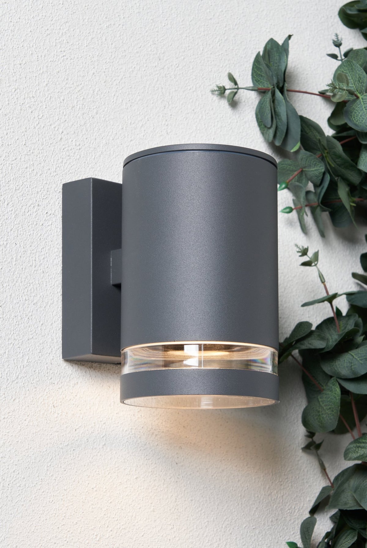 Lens Single Light Outdoor Down Wall Light - Anthracite