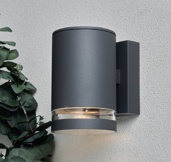 Lens Single Light Outdoor Down Wall Light - Anthracite