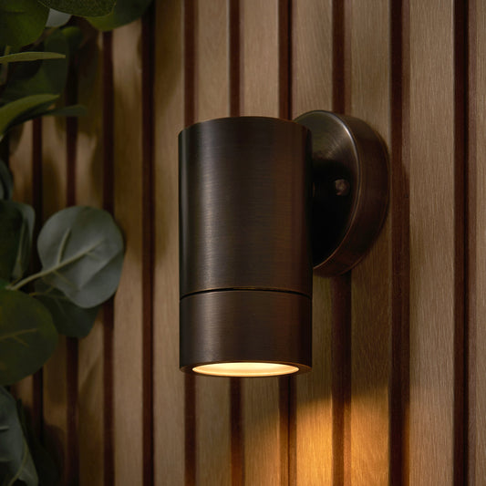 Brac Solid Brass Outdoor Up or Down Wall Light, Antique Bronze