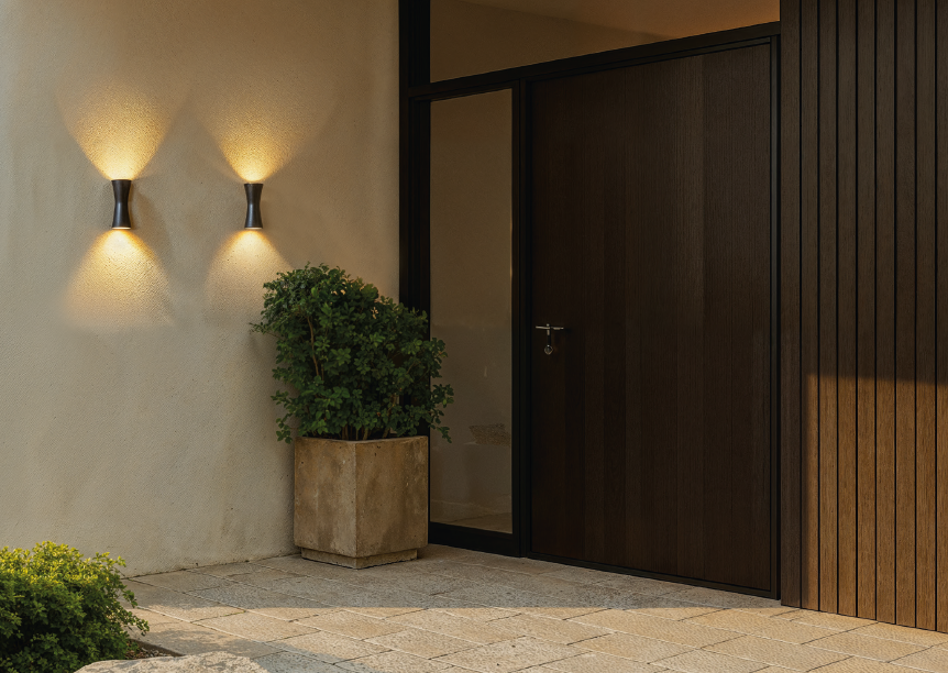 Skye Outdoor Double Cone Style LED Up and Down Wall Light, Black