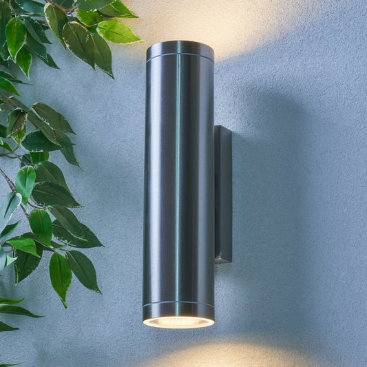 Brean 2 Light Outdoor Up & Down Wall Light - Stainless Steel
