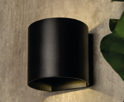 Maui Outdoor LED Rounded Up and Down Wall Light - Black