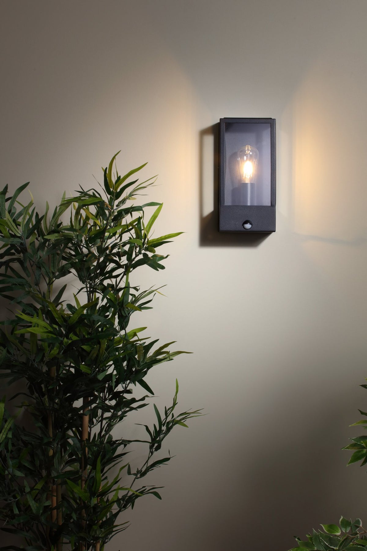 Minerva Outdoor Wall Light with PIR Sensor, Black