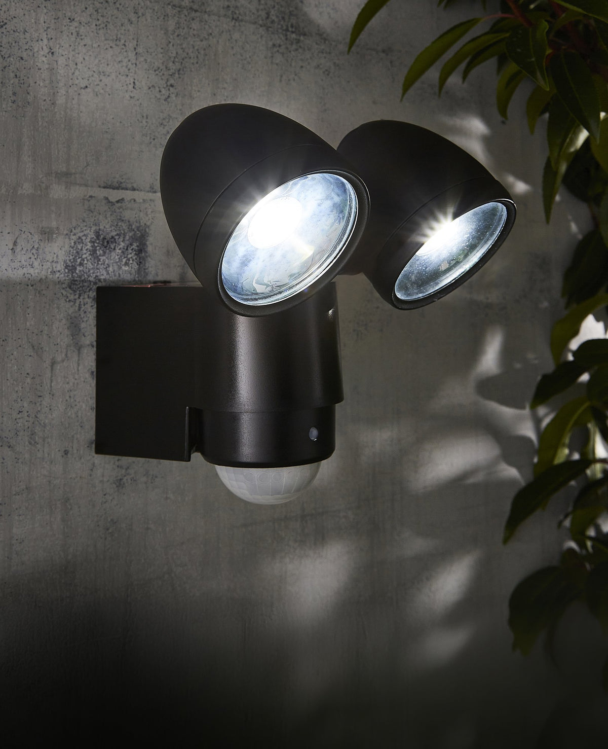 Sirocco 2 Light LED Security Spotlight with PIR Sensor - Black