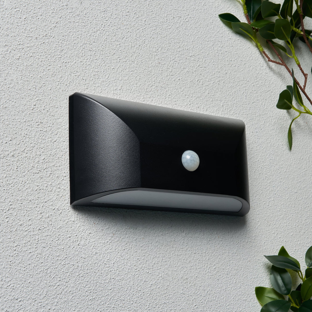 Poole Outdoor LED Rectangular Wall Light with PIR Sensor, Black