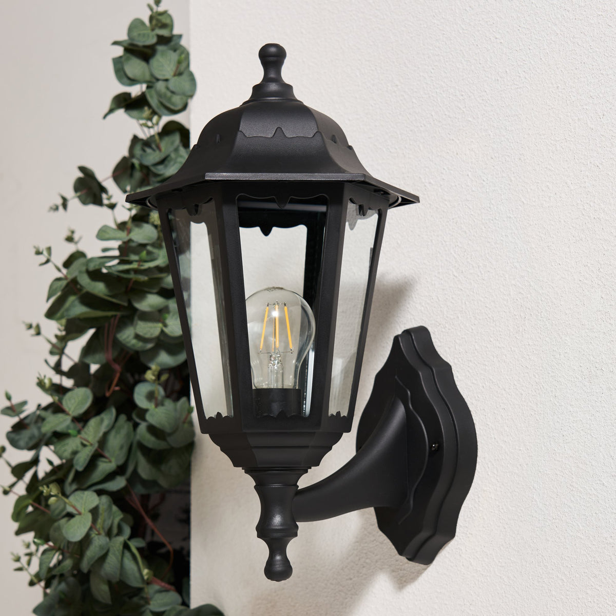 Bianca Outdoor Polycarbonate Wall Lantern, Black