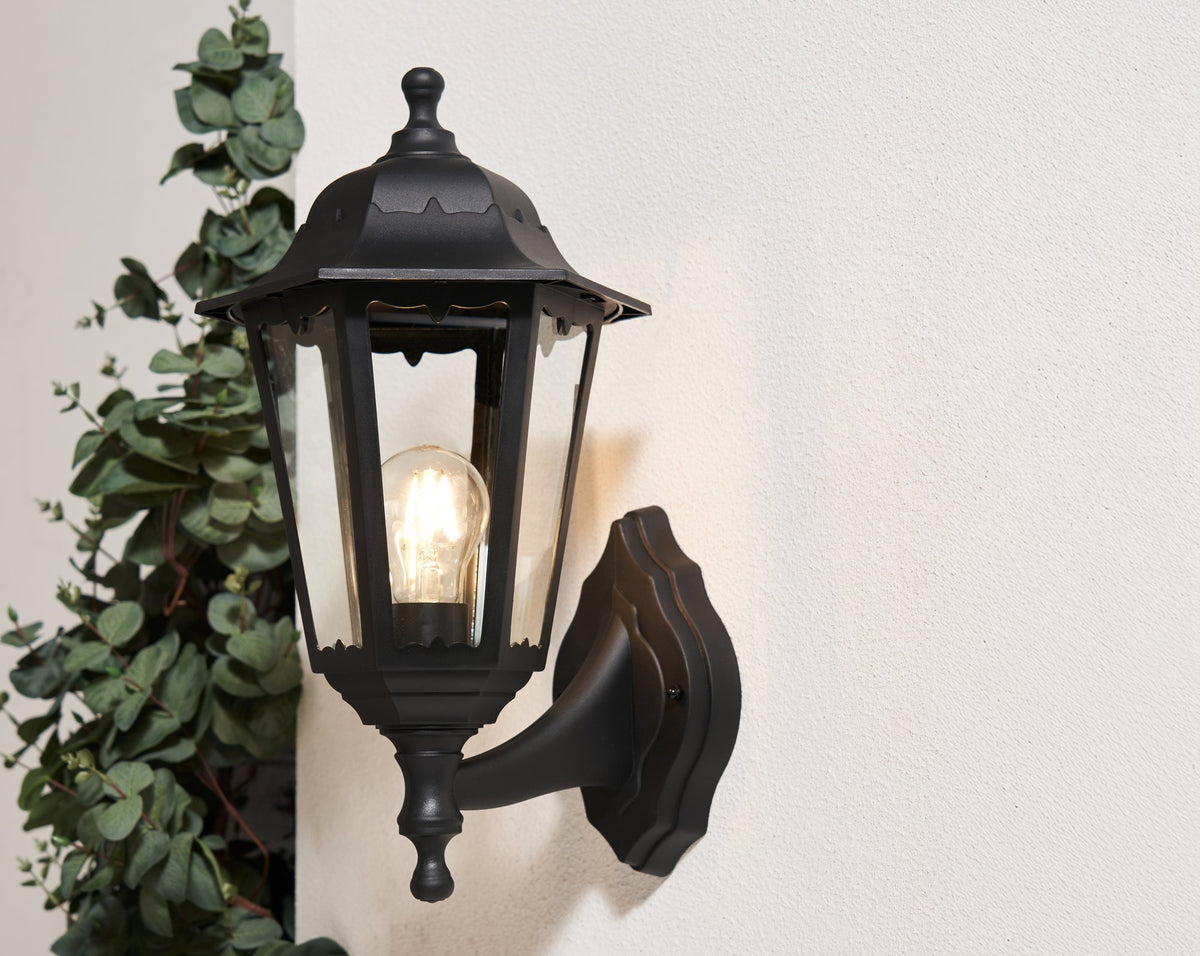 Bianca Outdoor Polycarbonate Wall Lantern, Black
