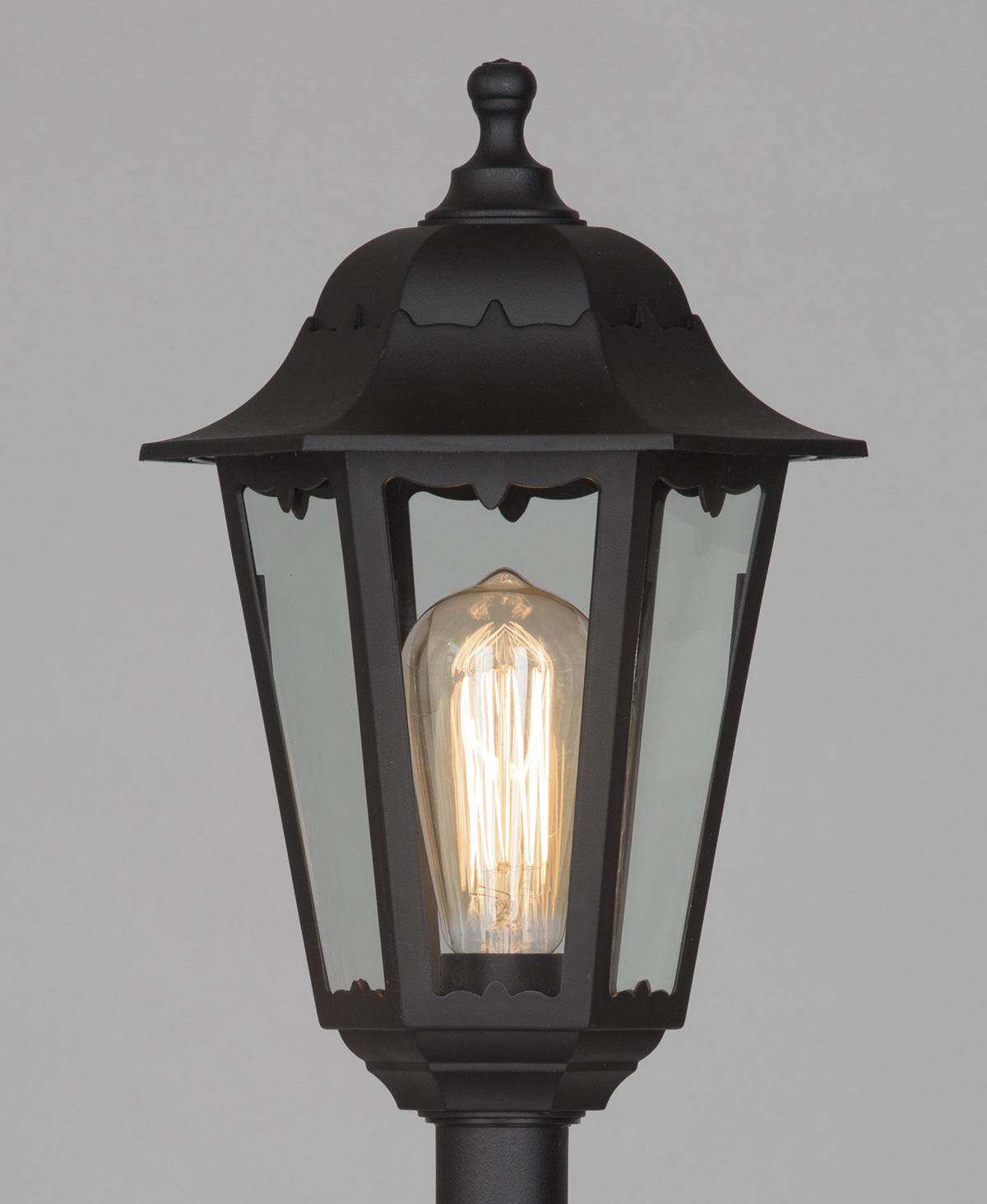 Bianca Outdoor Polycarbonate Tall Lamp Post Lantern, Black