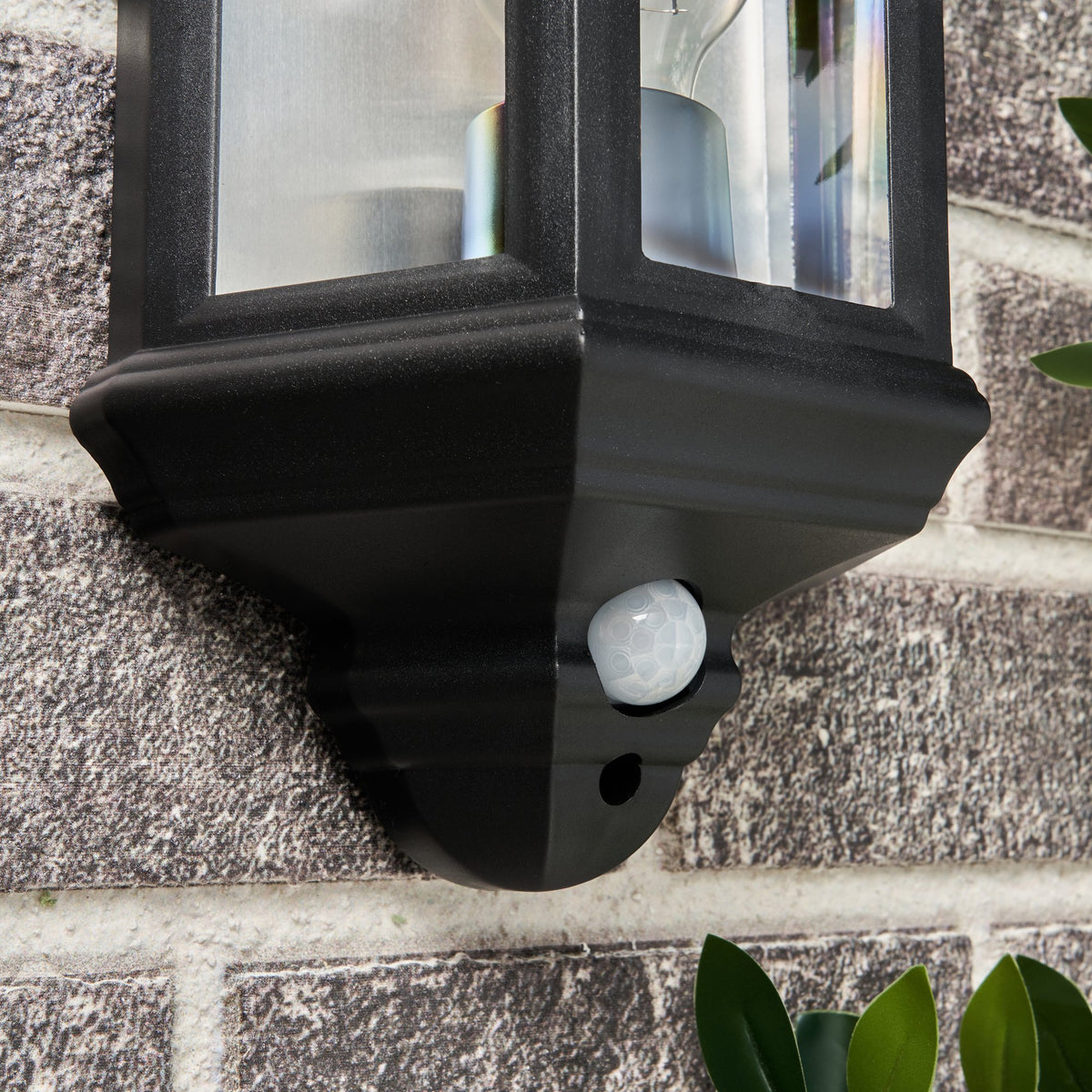 Athena Outdoor Half Wall Lantern with PIR Sensor, Black