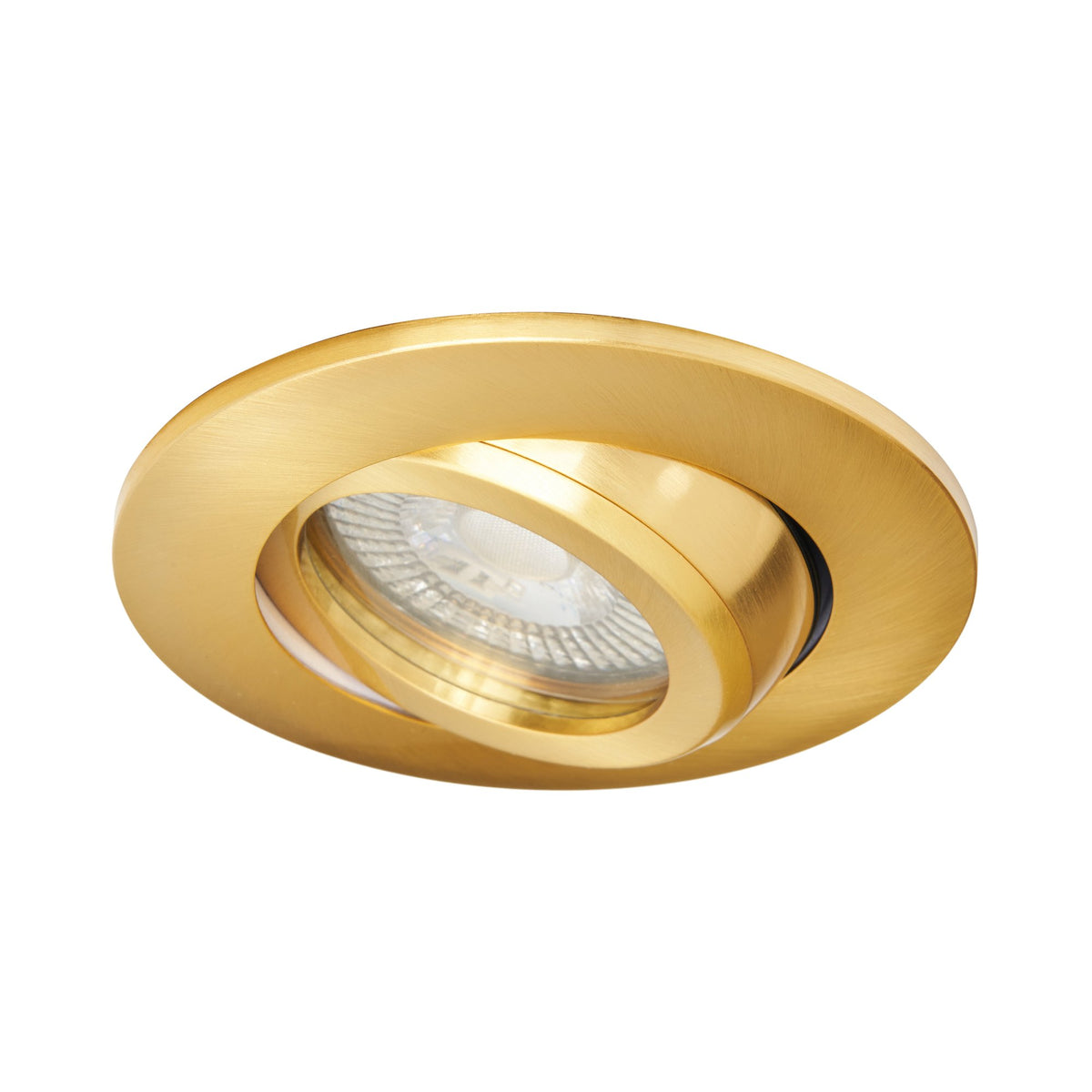 Eros IP65 GU10 Fire Rated Tilt Downlight Satin Brass