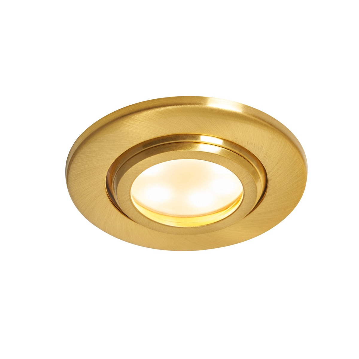 Eros IP65 GU10 Fire Rated Tilt Downlight Satin Brass