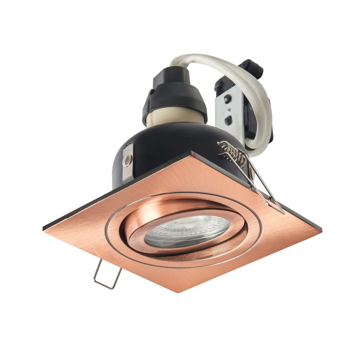 Cali Square IP65 Tiltable Downlight, Brushed Copper