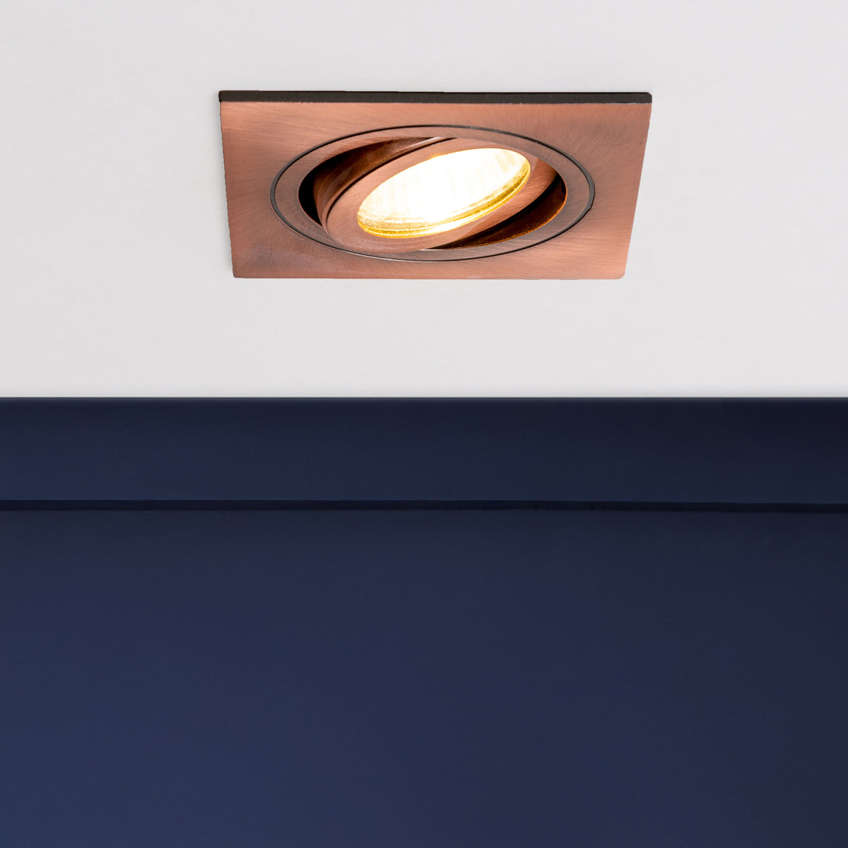 Cali Square IP65 Tiltable Downlight, Brushed Copper