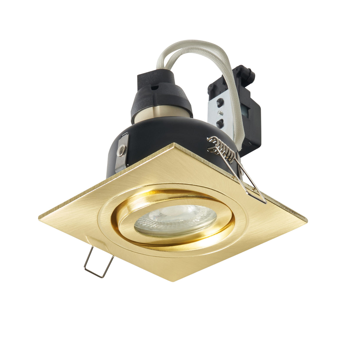 Cali Square IP65 Tiltable Downlight, Satin Brass