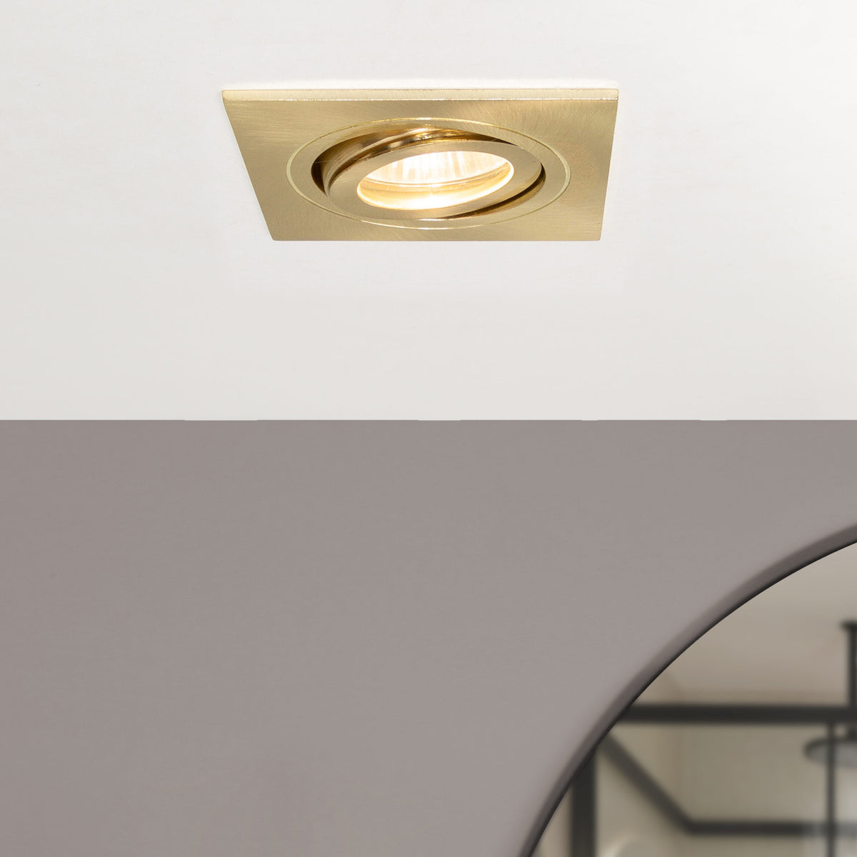 Cali Square IP65 Tiltable Downlight, Satin Brass