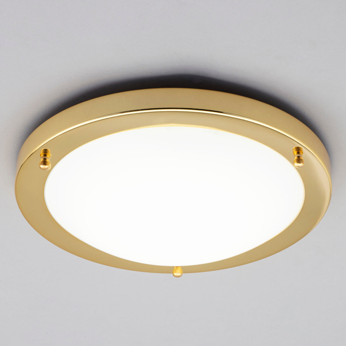 Delphi Large Flush Bathroom Ceiling Light - Brass